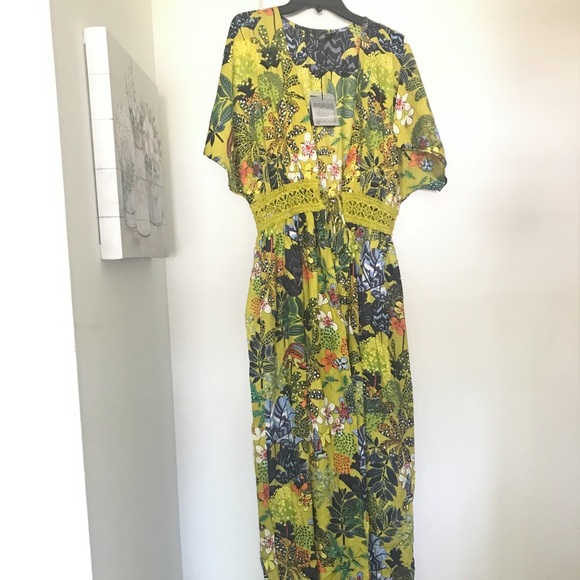 NWT AMERICA & BEYOND Havana Cress Maxi Kimono  short -sleeved Dress  M - Picture 4 of 13